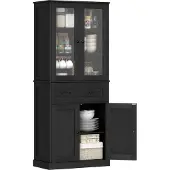 HOMCOM Buffetkast keuken met lade - Keukenkast - Opbergkast - Dressoir - Keukenbuffetkast van MDF - Zwart