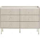 Vente-unique Ladenkast met 6 laden - Beige en gouden - LUNAOR