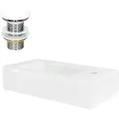 LuxeBath wastafel, opzetwastafel, rechthoekig, 46x26x11 cm, wit, van keramiek, inclusief afvoerputje zonder overloop