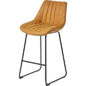 Homescapes - Barkruk Ascot kunstleren barkruk met rugleuning - 97cm - goud
