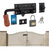 KOTARBAU Zwarte Poortschuif met Hangslot - 280mm Links