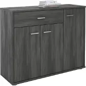 CARO-Möbel Sideboard ESTELLE met 3 deuren en 1 lade - grijs essenhout