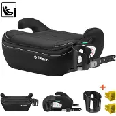 Tulano Cabby 30 - Zitverhoger - met ISOFIX - Autostoel Booster - 125-150 cm - i-Size R129/03 Norm - Met Armleuningen & Bekerhouder - Brede en Comfortabele Zitting - Zwart