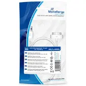 MediaRange MRCS181 USB-kabel, USB 2.0 naar Apple Dock (30-pins) connector, 1,0 meter, wit