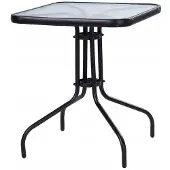 B2X Tuintafel vierkant - 60cm - Gehard glas - Zwart