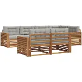 vidaXL Buiten bank set 7 st Natuurlijk en Licht Grijs