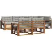 vidaXL Buiten bank set 7 st Natuurlijk en Licht Grijs