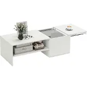 HOMCOM Coffee Table-Spaanplaat-110L x 52B x 36H cm-Wit