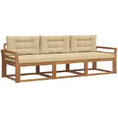 vidaXL Buiten bank set 3 st Natuurlijk en Beige