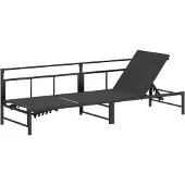 vidaXL Ligstoel Zwart 200 x 62 x 59,5 cm Textileen