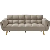 Vente-unique Slaapbank/zitbank met 3 plaatsen in beige stof LOELINE