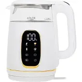 Adler LED-glazen waterkoker, 1,7 liter, 2200W, met temperatuurregeling, merk