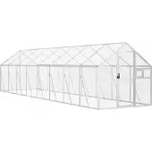 vidaXL Volière 1,79x8x1,85 m aluminium zilverkleurig