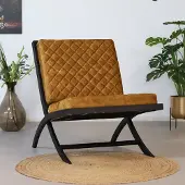 Livin24 Design fauteuil Madrid velvet okergeel