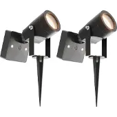 LEDVION - 2X LED Solar Prikspots, Zwart, IP44, 3000K