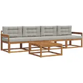 vidaXL Buiten bank set 5 pcs Natuurlijk en Licht Grijs