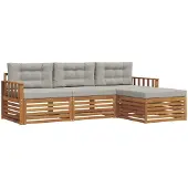 vidaXL Buiten bank set 4 st Naturel en lichtgrijs