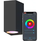 Calex Slimme Up & Down LED Wandlamp – Zwart – Smart Buitenlamp – App bedienbaar – Voor binnen en Buiten