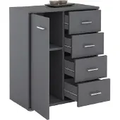 CARO-Möbel Commode TIRANO met 1 deur en 4 lades - grijs