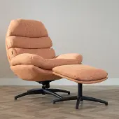 Bronx Draaifauteuil met hocker Palma linnen koper