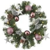 Star Trading LED-sparrenkrans Noel + zilver-/roze decoratie, groen, Kunststof, LED kerstverlichting