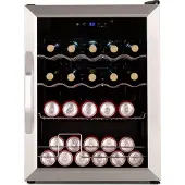Klarstein Coachella 60 Drankenkoelkast - 60 L wifi-compatibel, LED-verlichting, Roestvrij staal, Fluisterstil, 3-18 °C, Uitneembare schappen, Drankenkoelkast met glazen deur