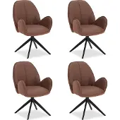 Homestyle4u Eetkamerstoel - set van 4 bruin - met armleuningen - draaibaar