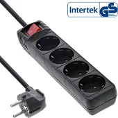 InLine Stekkerdoos met 4 contacten en schakelaar / zwart - 1,5 meter