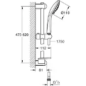 GROHE Euphoria Massage Doucheset 60cm - Handdouche ø 11 cm - Doucheslang 175 cm - Met zeepschaal