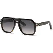 Philipp Plein Zonnebril SPP148M 57/18/145 Donker glanzend Acetaat MAN SPP148M