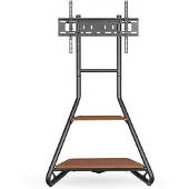 Nedis TV Vloerstandaard | 37 - 75 " | Maximaal schermgewicht: 40 kg | Bauhaus Design | Aanpasbare vooraf ingestelde hoogtes | MDF / Staal | Bruin / Zwart - TVSM6200BK