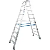 Krause Dubbele trapladder van aluminium met wielen, 2 x 10 treden
