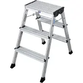 Krause Rolly - Stufenleiter - 3 Stufen - 2 Abschnitte 130068 Aluminium Dubbele trap Opklapbaar Werkhoogte (max.): 2.65 m Zilver 2.4 kg