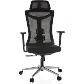 Hjh OFFICE Bureaustoel / draaistoel KAMIAK rugleuning mesh / zitting stof zwart
