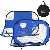 HOMCOM Voetbaldoel net | Set van 2 | Opvouwbaar | Blauw