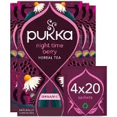 Pukka Tea Night Time Berry - 80 Theezakjes - Biologische Kruidenthee - Kamille, Braam, Zwarte Bes - 4 x 20 Zakjes - Thee Voordeelverpakking