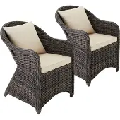 TecTake Aluminium Wicker Tuinstoel - Fauteuils - Set van 2 - Weerbestendig - Met Zachte Kussens & Wasbare Hoes - Grijs