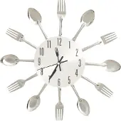 vidaXL Wandklok lepel-en-vork 31 cm aluminium zilverkleurig