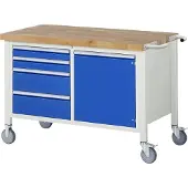 RAU Werkbank serie 8470, verrijdbaar, 4 schuiflades, 1 deur, Breedte 1250