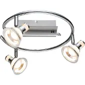 Globo Lighting Plafondlamp 3 vlam Spotrondell draaibare plafondlamp chroom, acryl, 3x LED 5 Watt 330 Lumen warm wit, DxH 30x15 cm