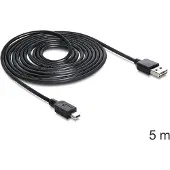 DeLOCK Mini USB naar Easy-USB-A kabel - USB2.0 - tot 2A / zwart - 5 meter