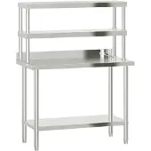 vidaXL Keukenwerktafel met bovenschap 110x55x150 cm roestvrij staal