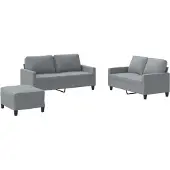 vidaXL 3-delige Loungeset met kussens stof lichtgrijs