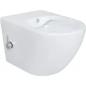 BELVIT hangtoilet zonder spoelrand, eenvoudig te reinigen, toilet met geïntegreerd bidet, warm- en koudwater, toilet zonder deksel, douchetoilet van keramiek, wit