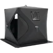Vevor Draagbare ijskoepel, opklapbaar tent voor ijsvissen, geschikt voor 1-2 personen, 24 vierkante voet visoppervlak, ijskast voor wintervissen, waterdichte Oxford-stof, 60 x 60 inch, zwart