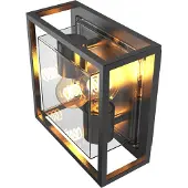 Calex Wandlamp buiten 2x E27 | Vierkant | Glas | IP44 | Zwart