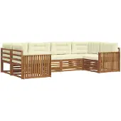 vidaXL Buiten bank set 6 st Natuurlijk en Crème Massief Acacia Hout
