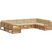 vidaXL Buiten bank set 9 st Natuurlijk en Beige Massief Acacia Hout