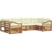 vidaXL Buiten bank set 6 st Natuurlijk en Crème Massief Acacia Hout