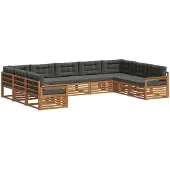 vidaXL Buiten bank set 9 st Natuurlijk en Antraciet